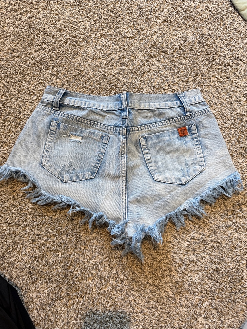 Born Primitive Light Blue Frayed Hem Denim Shorts